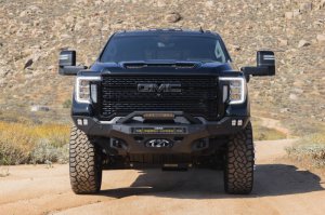 GMC Sierra 2500 Front Bumper - DV8 Offroad - Spec Series - Micro-texture black powder coat with satin black accents - `20-`23